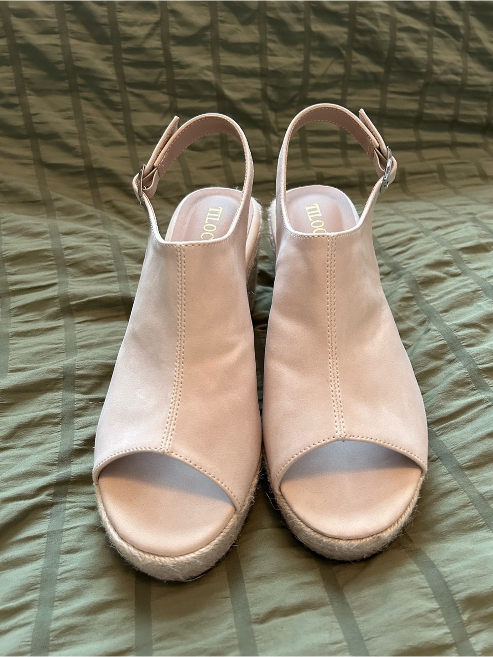 Cream Open-Toe Slingback Wedge Sandals